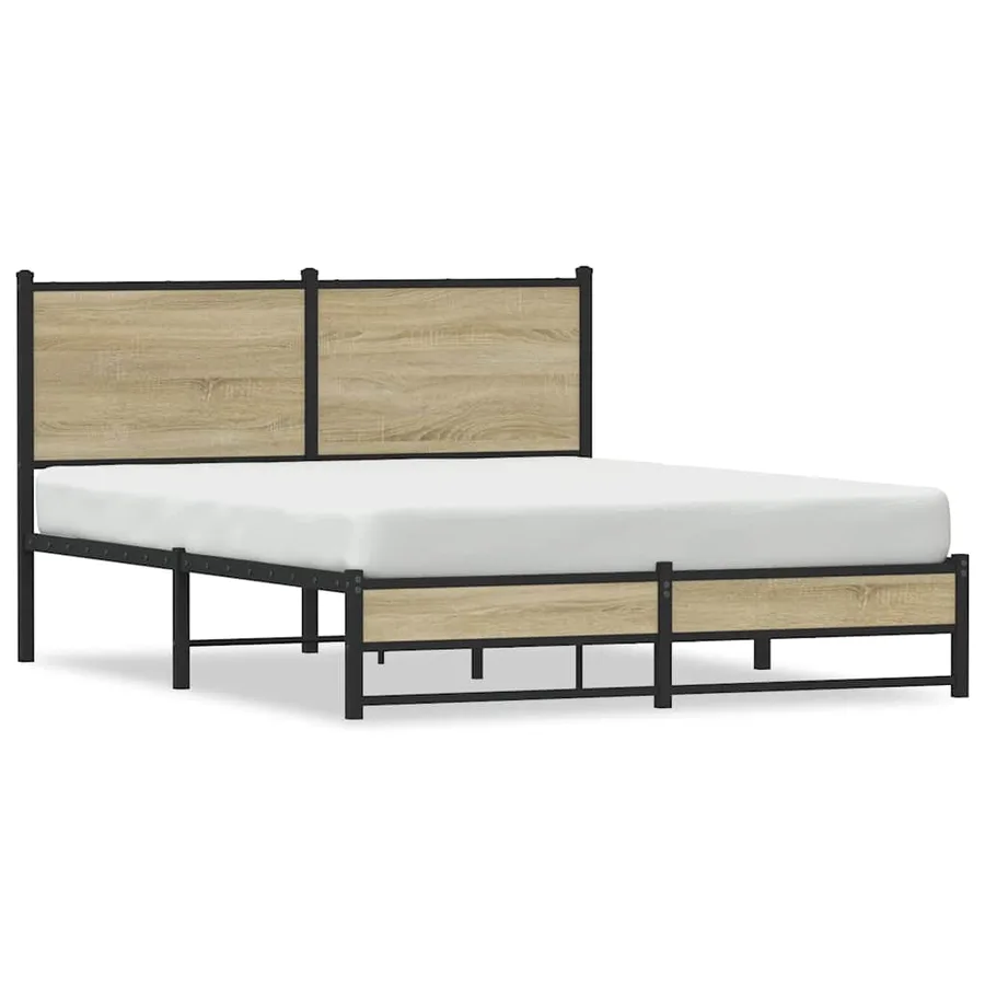 Cadre de lit en métal sans matelas chêne sonoma 150x200 cm - 2