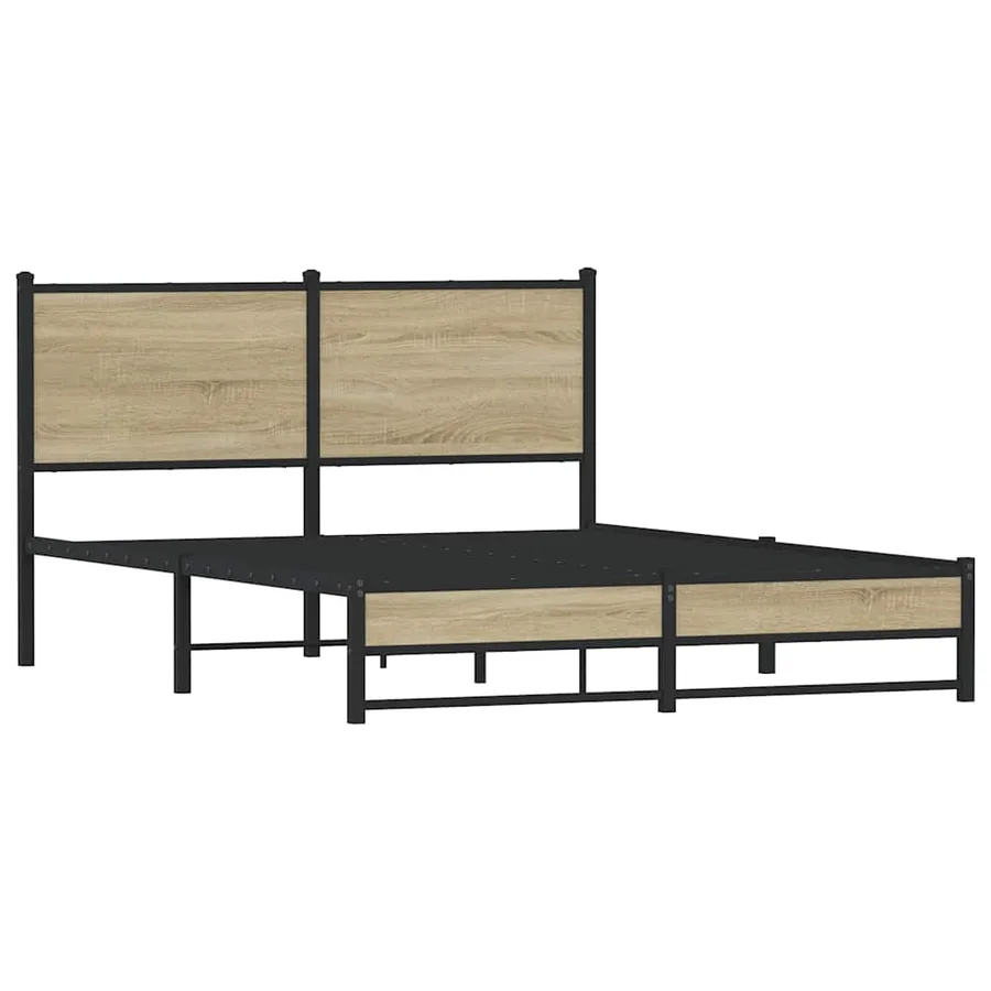 Cadre de lit en métal sans matelas chêne sonoma 150x200 cm - 3