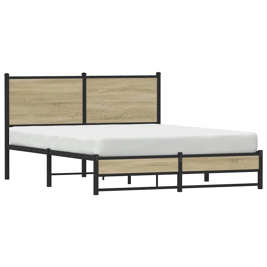 Cadre de lit en métal sans matelas chêne sonoma 150x200 cm - 4