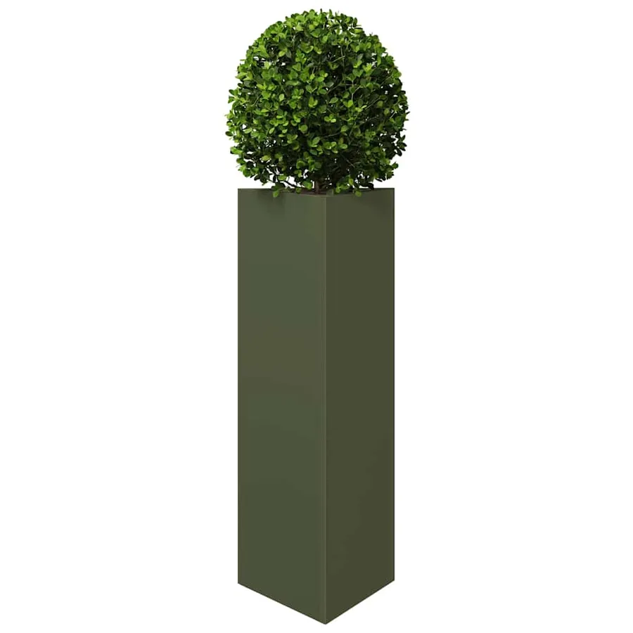 Jardinière vert olive triangulaire 30x26x75 cm acier - 3