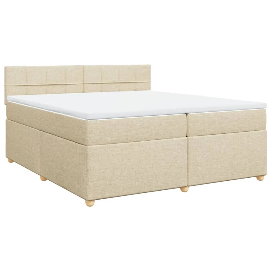 Sommier à lattes de lit avec matelas Crème 200x200 cm Tissu - 3