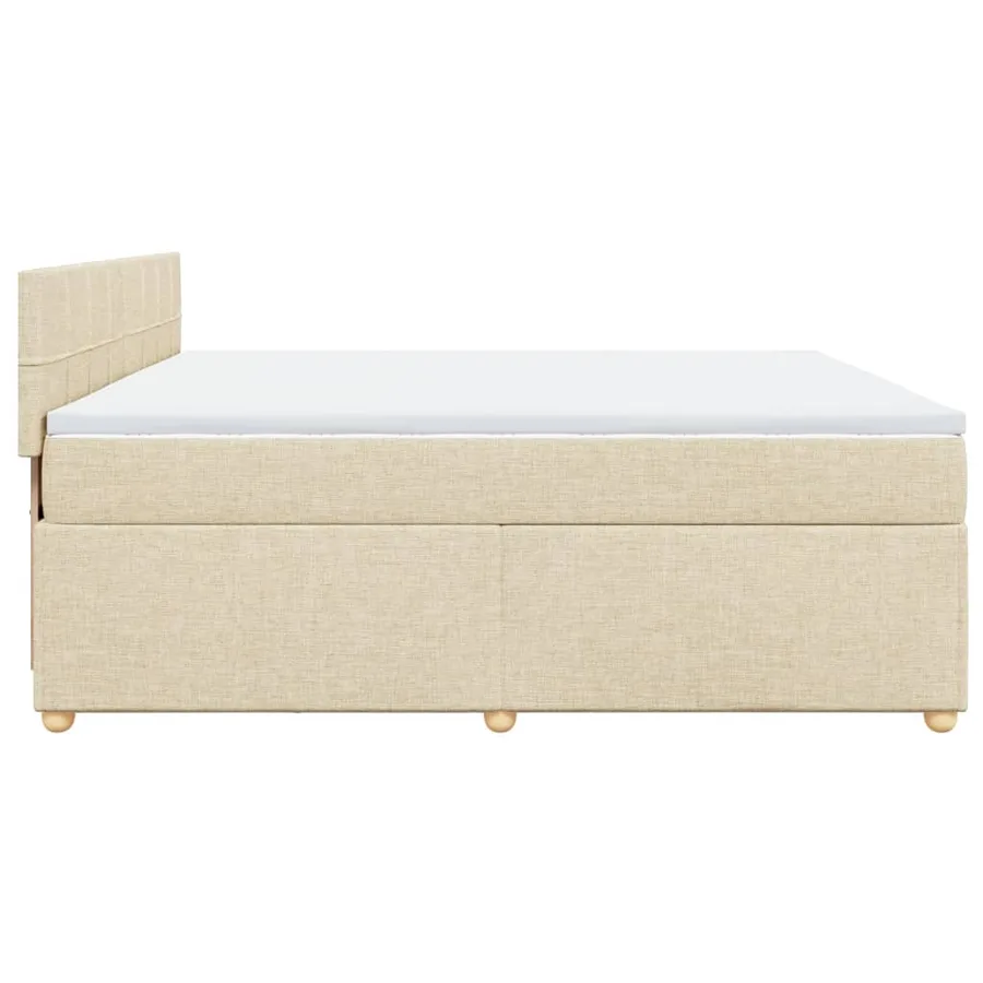 Sommier à lattes de lit avec matelas Crème 200x200 cm Tissu - 7