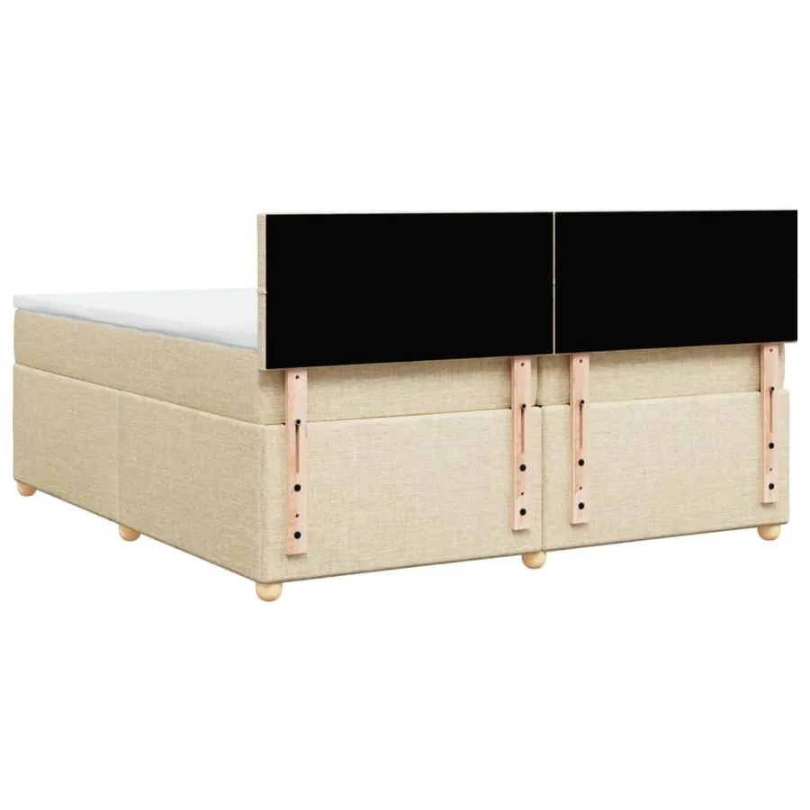 Sommier à lattes de lit avec matelas Crème 200x200 cm Tissu - 8