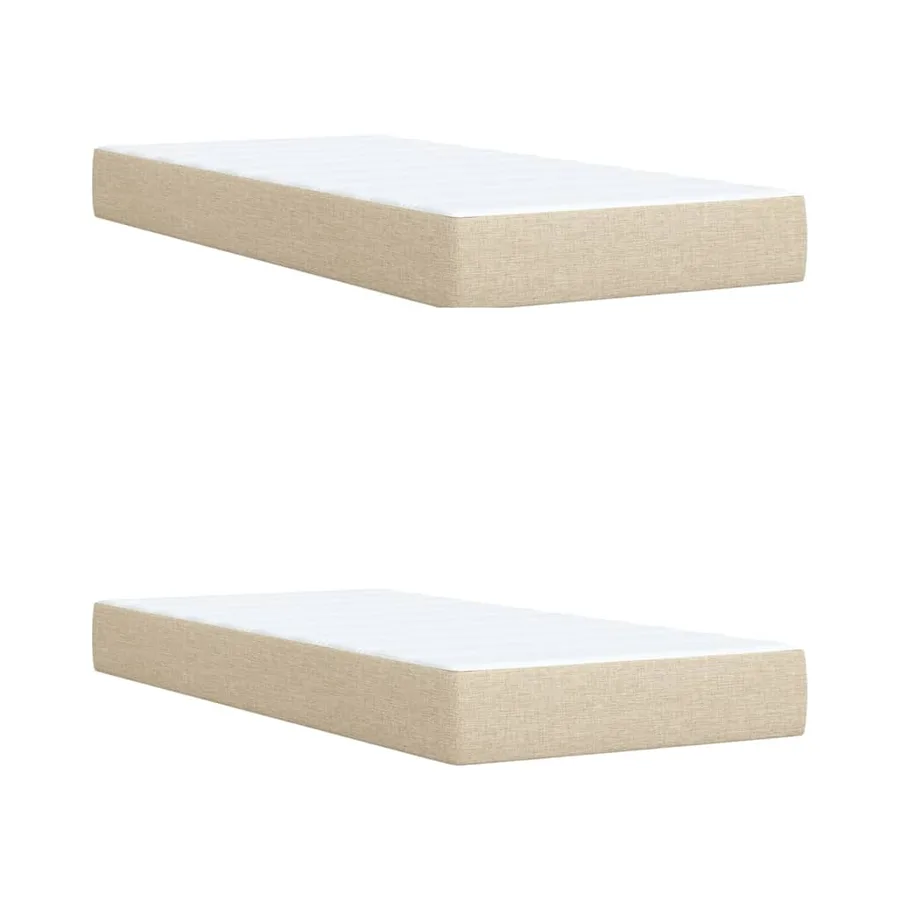 Sommier à lattes de lit avec matelas Crème 200x200 cm Tissu - 6