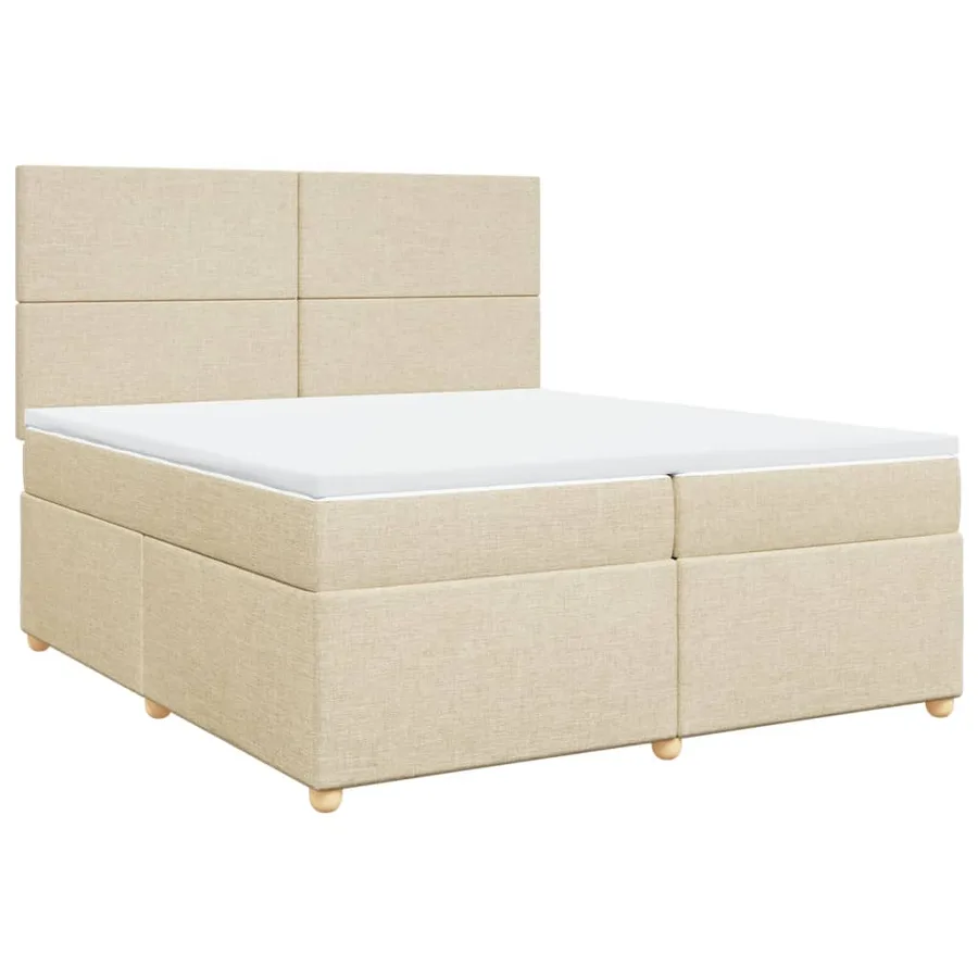Sommier à lattes de lit avec matelas Crème 200x200 cm Tissu - 3