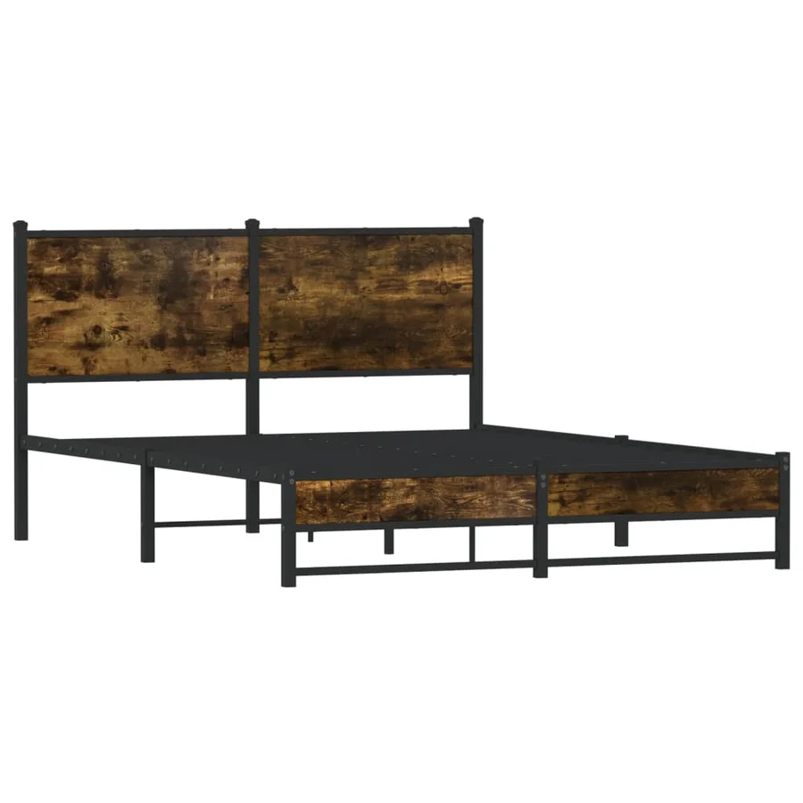 Cadre de lit en métal sans matelas chêne fumé 150x200 cm - 3