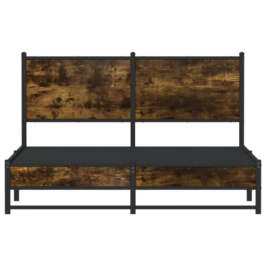Cadre de lit en métal sans matelas chêne fumé 150x200 cm - 5