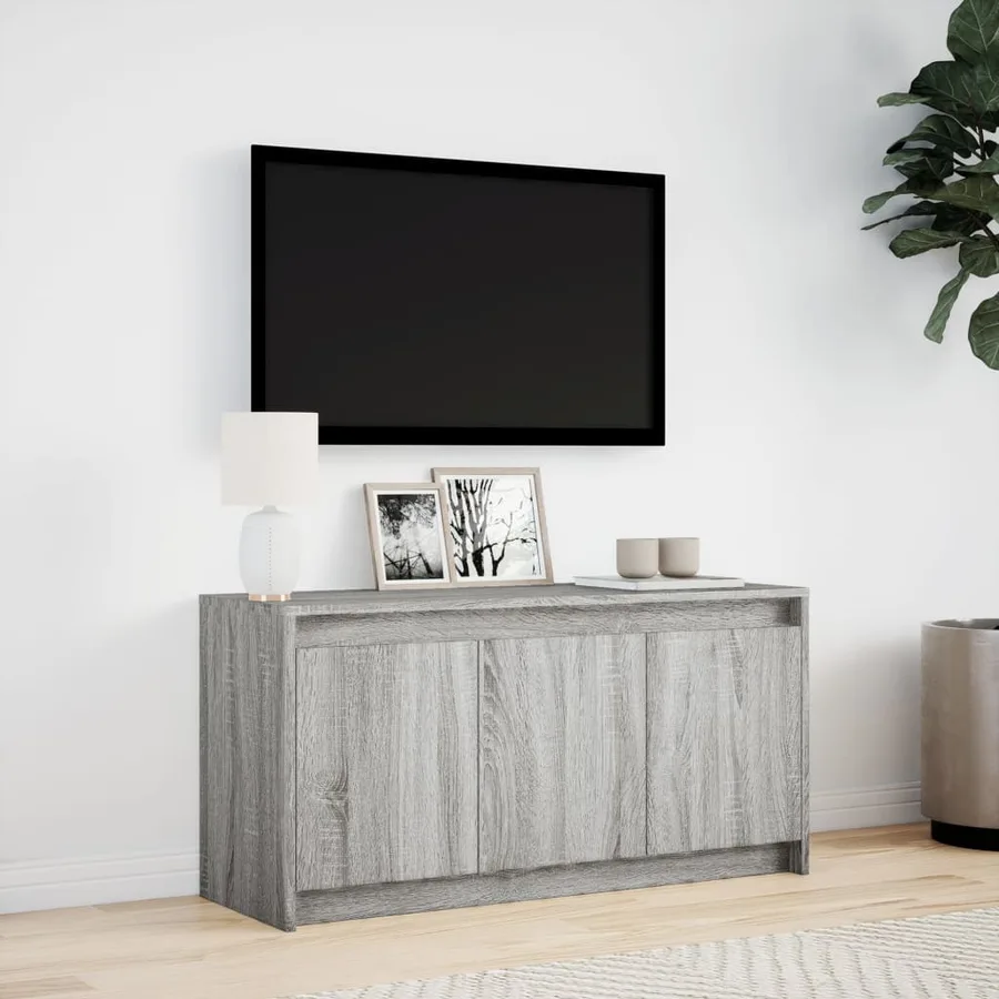 Meuble TV avec LED sonoma gris 100x34x50 cm bois d'ingénierie - 4