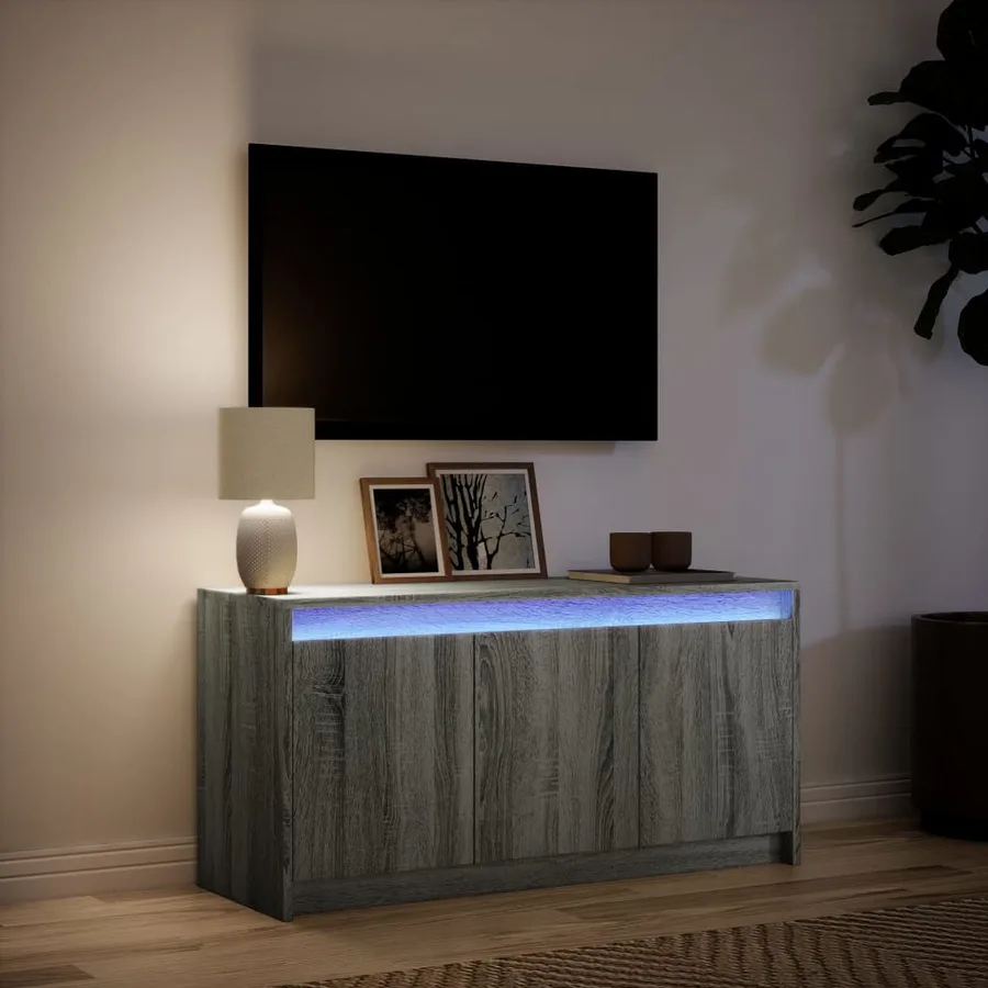 Meuble TV avec LED sonoma gris 100x34x50 cm bois d'ingénierie - 5