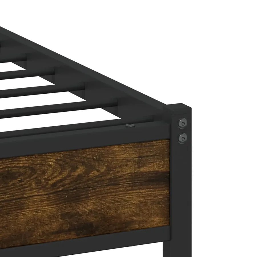 Cadre de lit en métal sans matelas chêne fumé 120x190 cm - 8