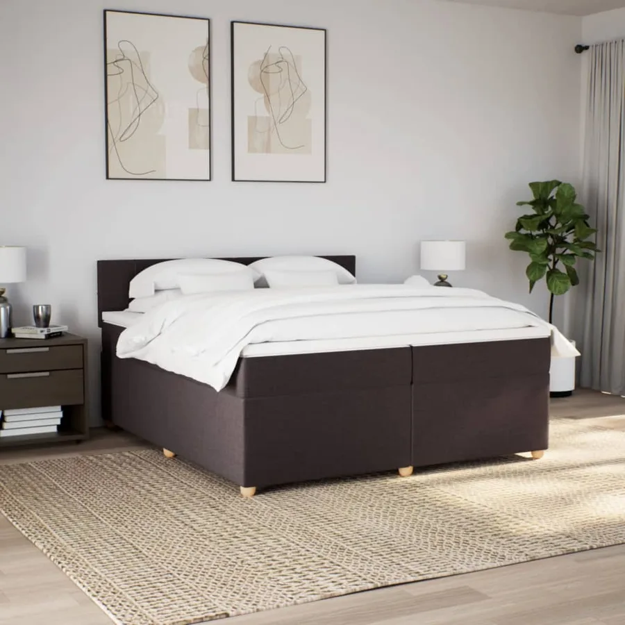 Sommier à lattes de lit avec matelas Marron foncé 200x200 cm - 4