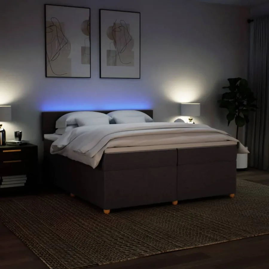 Sommier à lattes de lit avec matelas Marron foncé 200x200 cm - 5