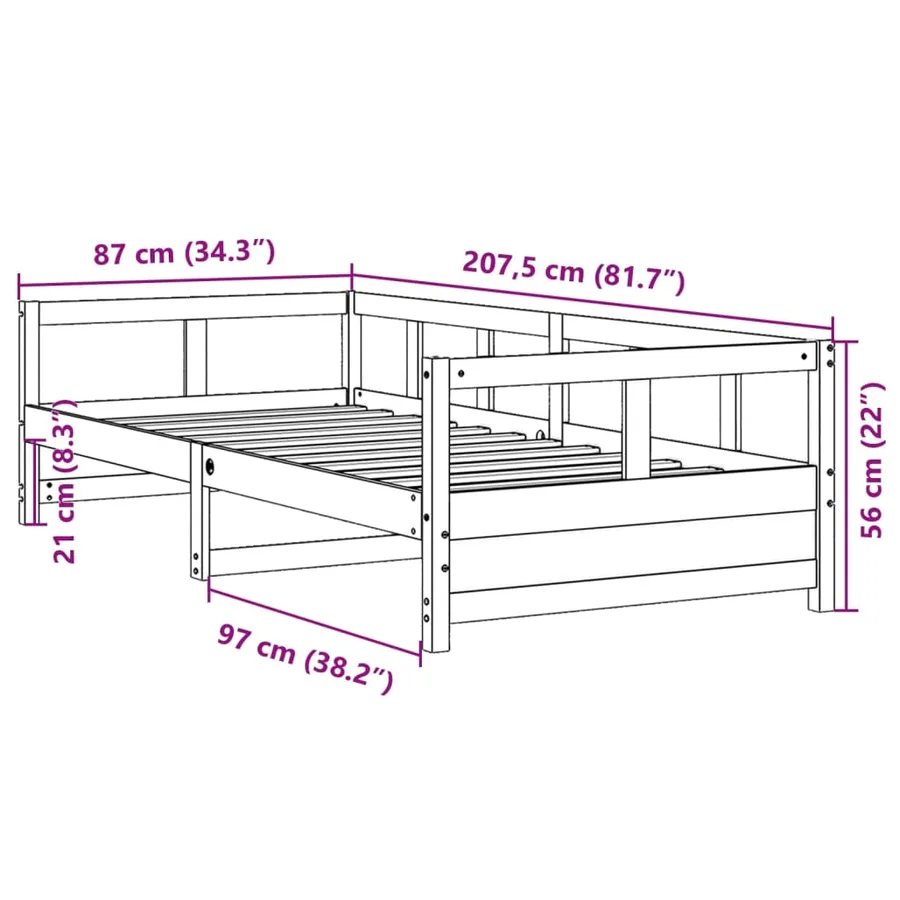 Lit de jour sans matelas cire marron 80x200 cm bois pin massif - 10