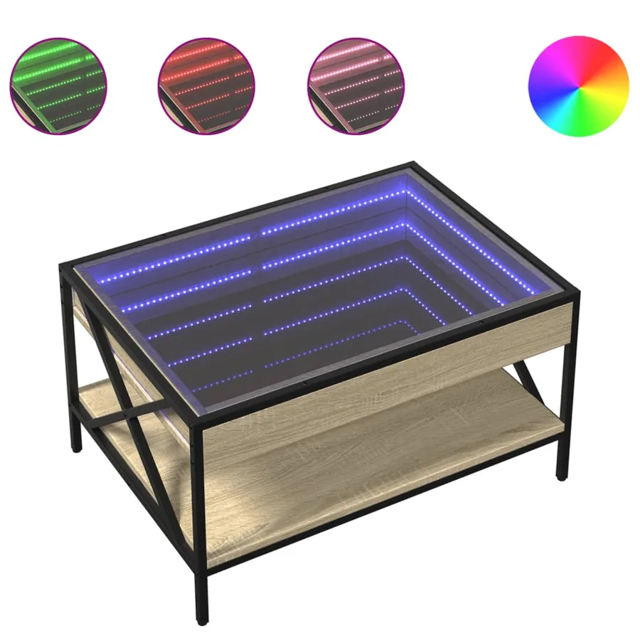 Table basse avec LED infini chêne sonoma 70x50x38 cm - 2