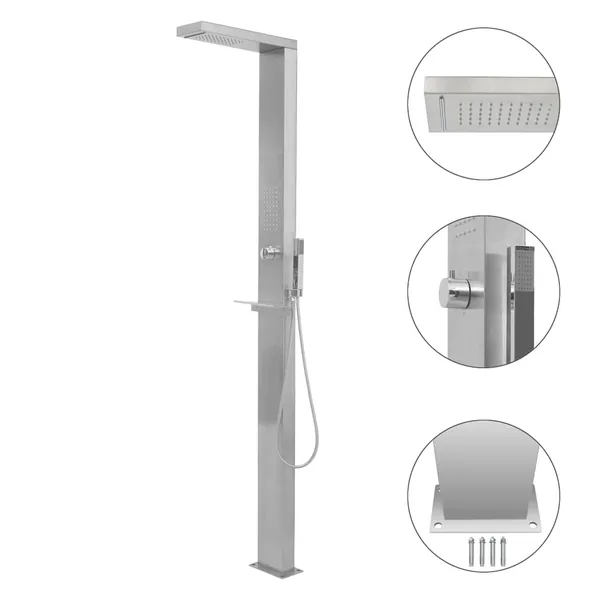 Douche d'extérieur Acier inoxydable Carré