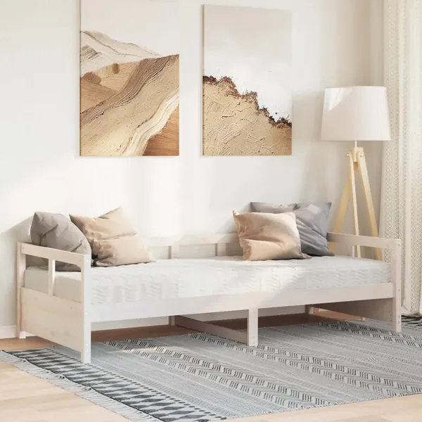 Lit de jour avec matelas blanc 80x200 cm bois de pin massif