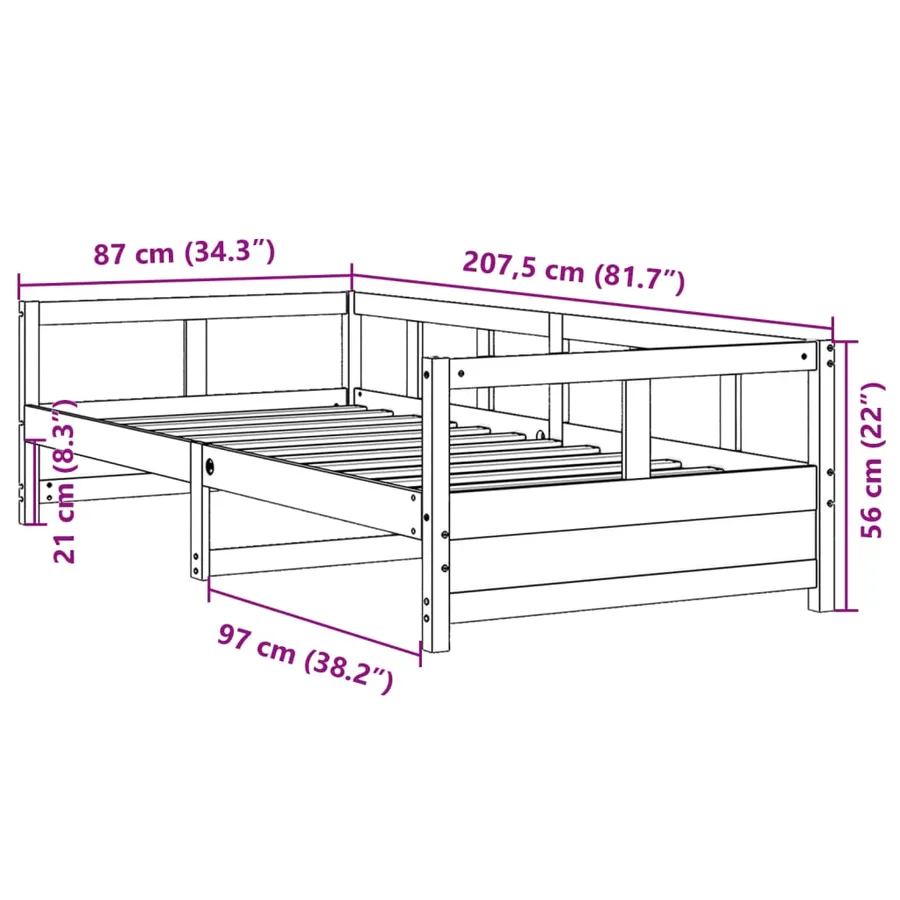 Lit de jour avec matelas blanc 80x200 cm bois de pin massif - 11