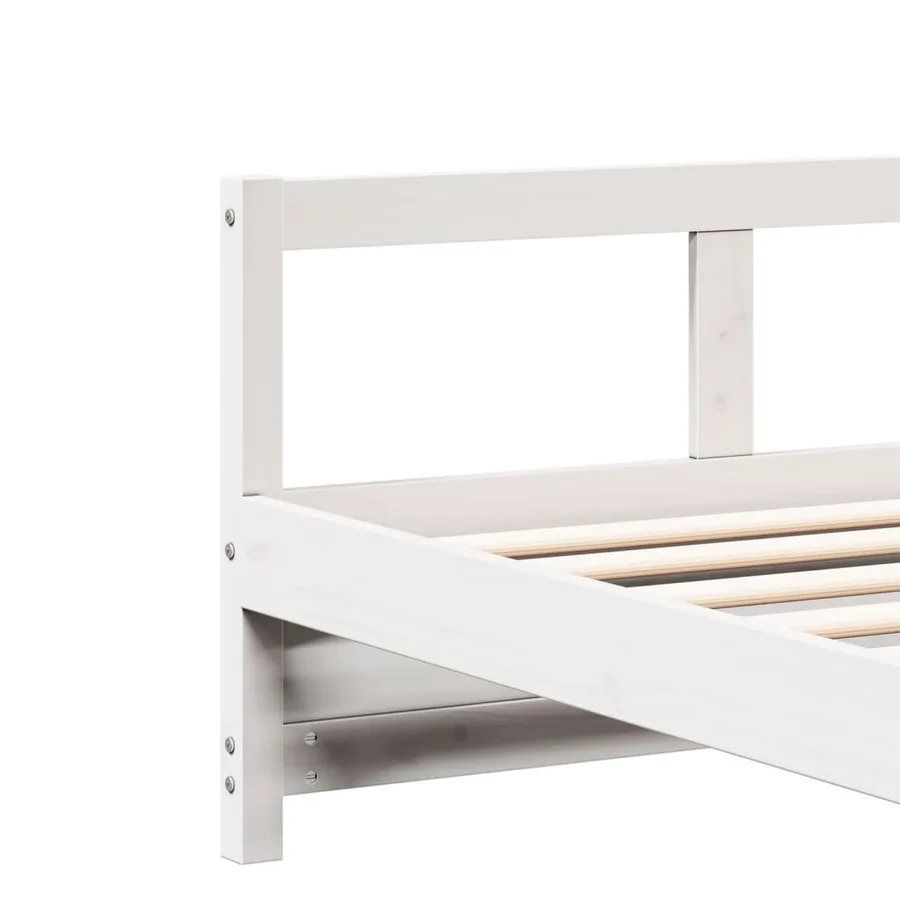 Lit de jour avec matelas blanc 80x200 cm bois de pin massif - 6