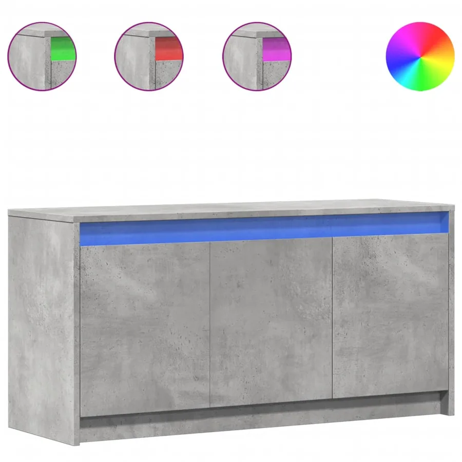 Meuble TV avec LED gris béton 100x34x50 cm bois d'ingénierie - 2