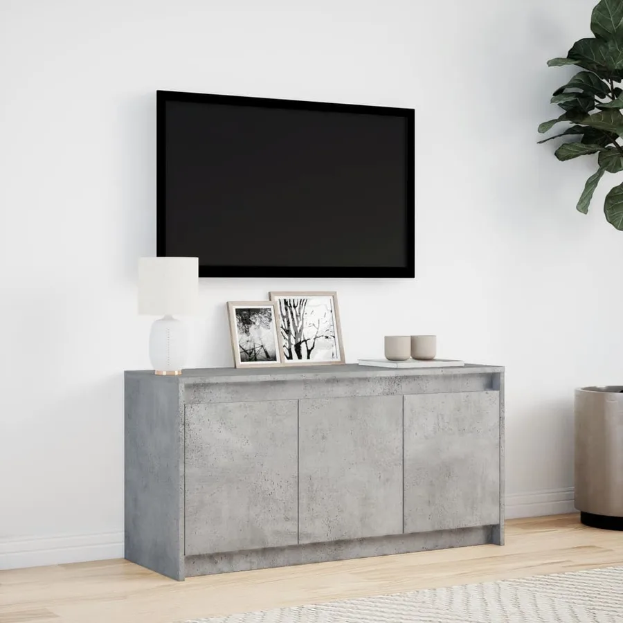 Meuble TV avec LED gris béton 100x34x50 cm bois d'ingénierie - 4