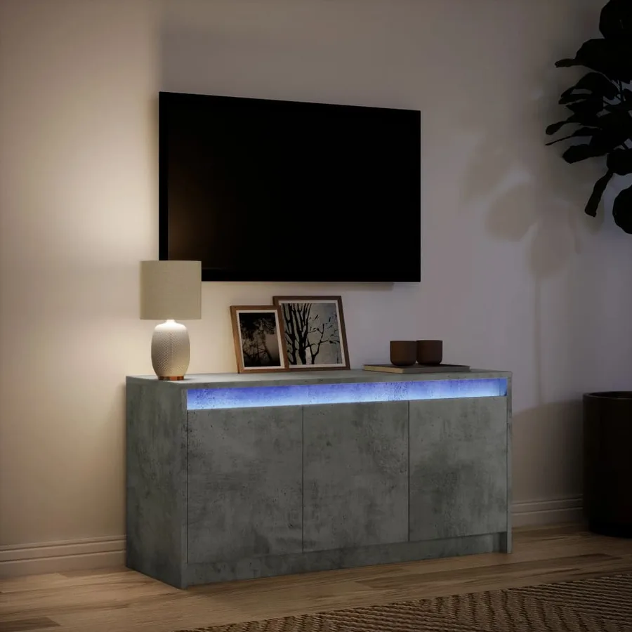 Meuble TV avec LED gris béton 100x34x50 cm bois d'ingénierie - 5