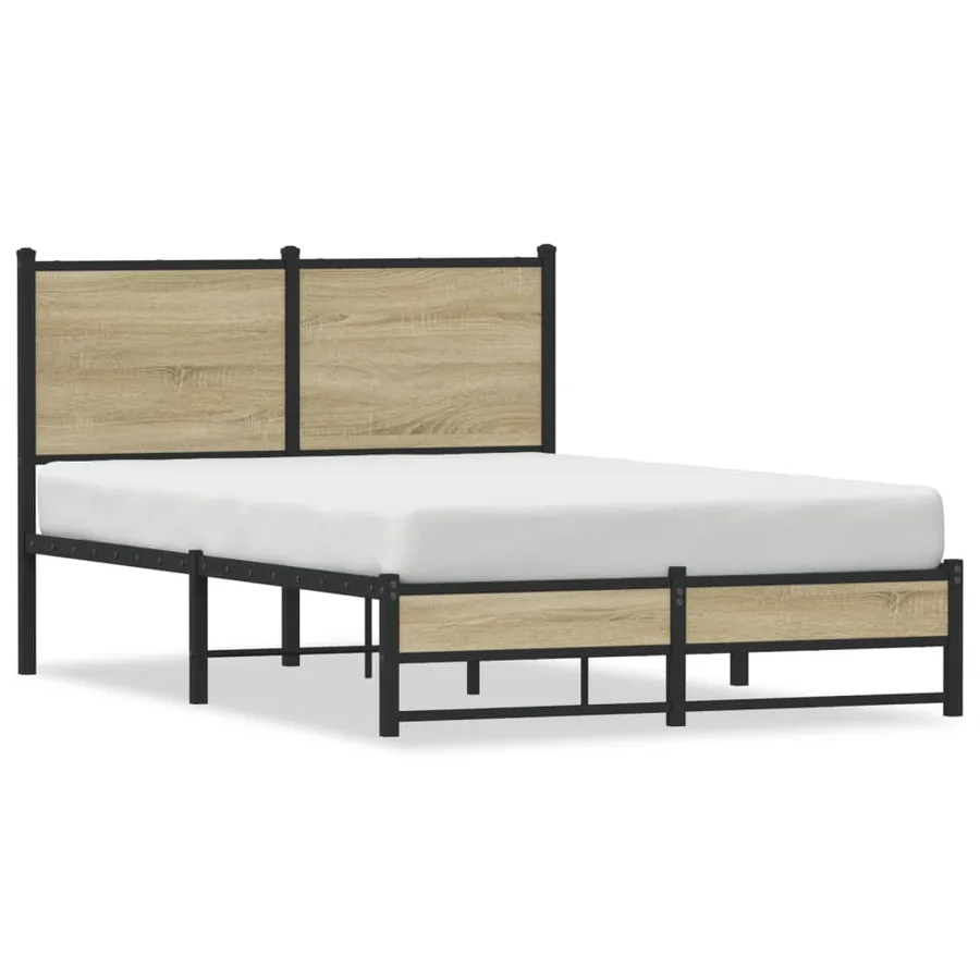 Cadre de lit en métal sans matelas chêne sonoma 120x190 cm - 2