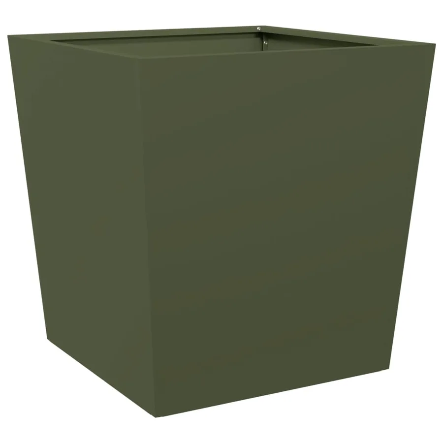Jardinière vert olive 50x50x50 cm acier - 6