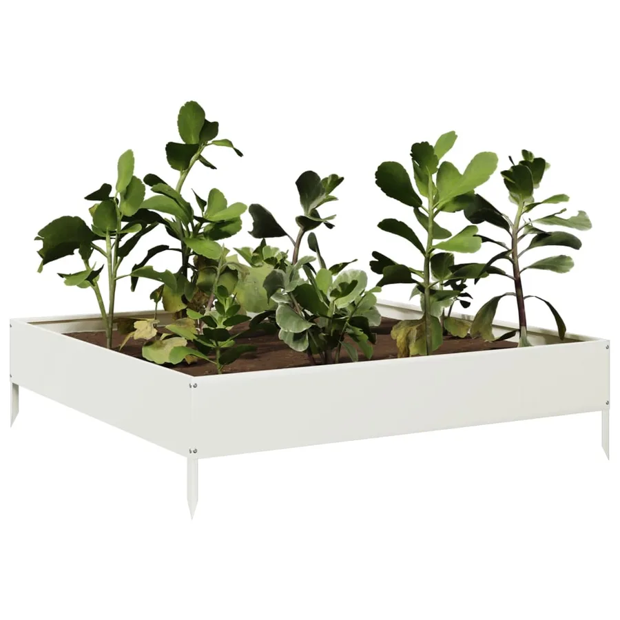 Lit surélevé de jardin blanc 100x100x26 cm acier - 3