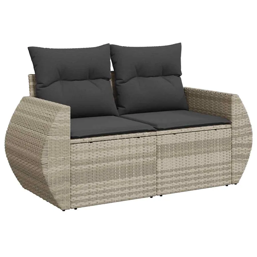 Salon de jardin avec coussins 7 pcs gris clair résine tressée - 7