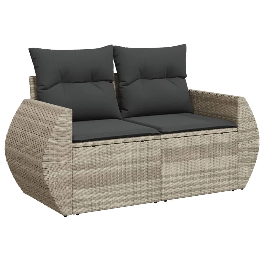 Salon de jardin avec coussins 7 pcs gris clair résine tressée - 3