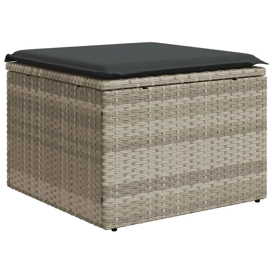 Salon de jardin avec coussins 7 pcs gris clair résine tressée - 6
