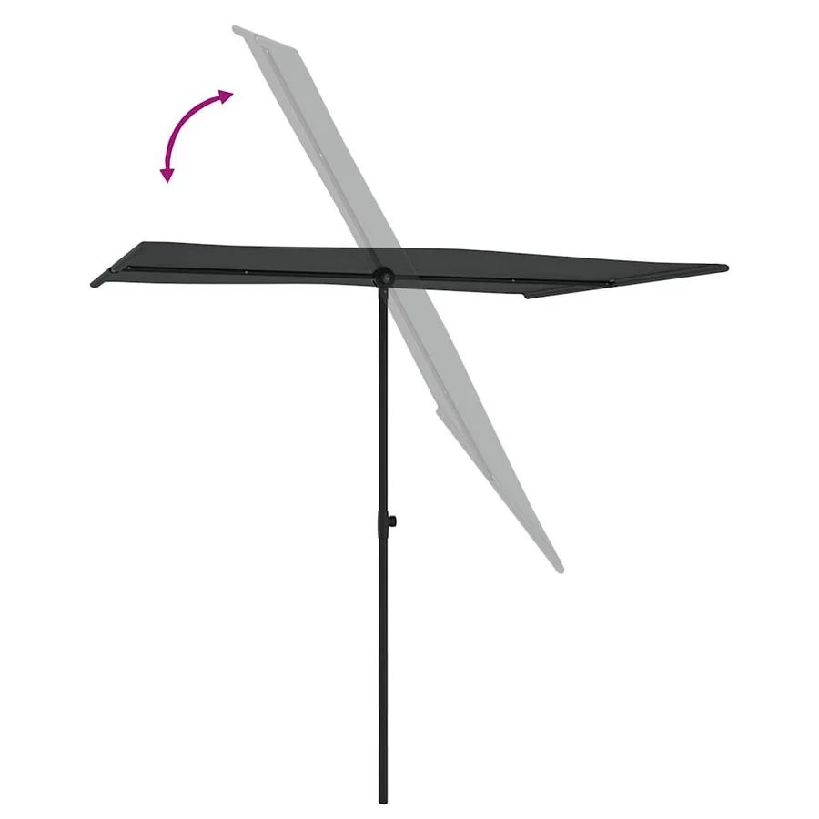 Parasol de jardin avec mât en aluminium 2x1,5 m Anthracite - 6