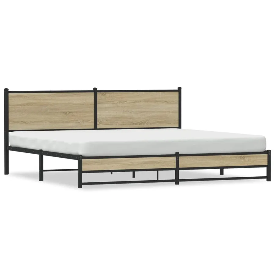Cadre de lit en métal sans matelas chêne sonoma 200x200 cm - 2
