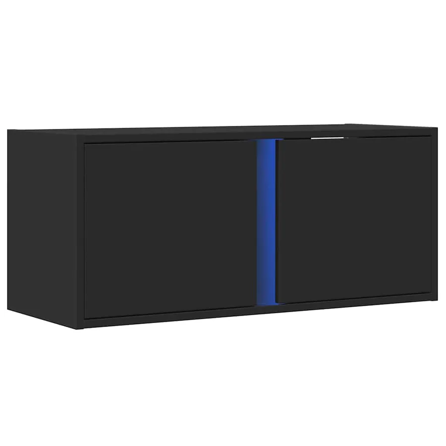 Meuble TV mural avec lumières LED noir 80x31x35 cm - 3