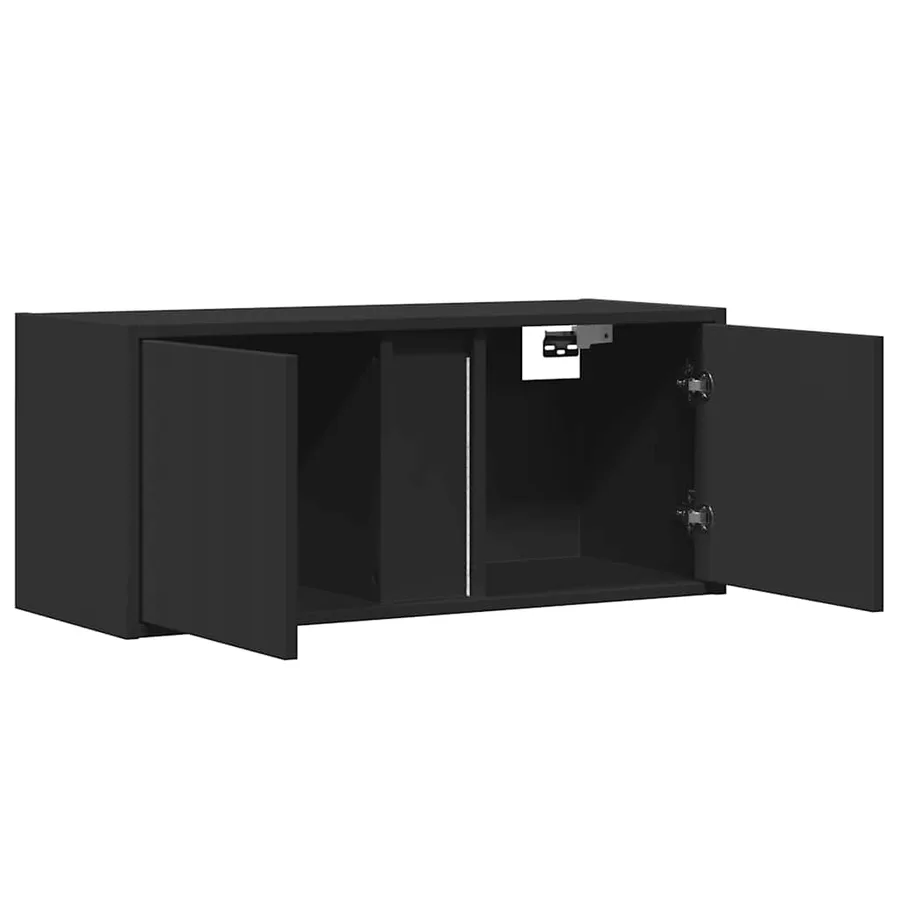 Meuble TV mural avec lumières LED noir 80x31x35 cm - 9