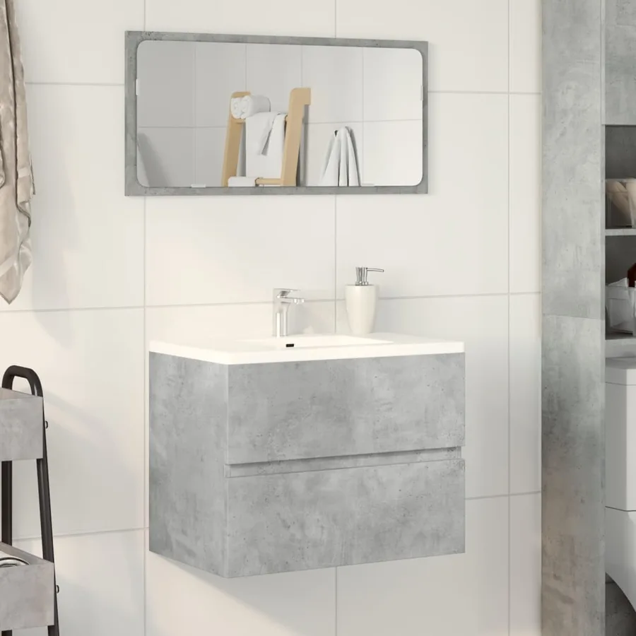 Armoire de salle de bain gris béton bois d'ingénierie - 3