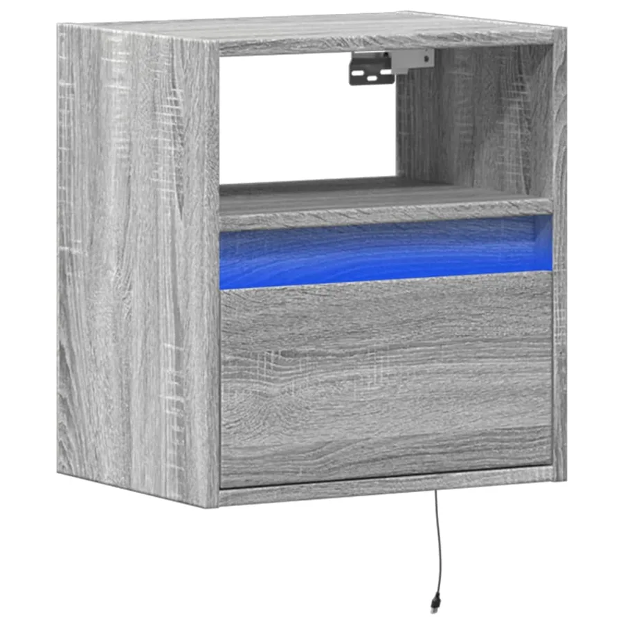 Meuble TV mural avec lumières LED sonoma gris 41x31x45 cm - 3