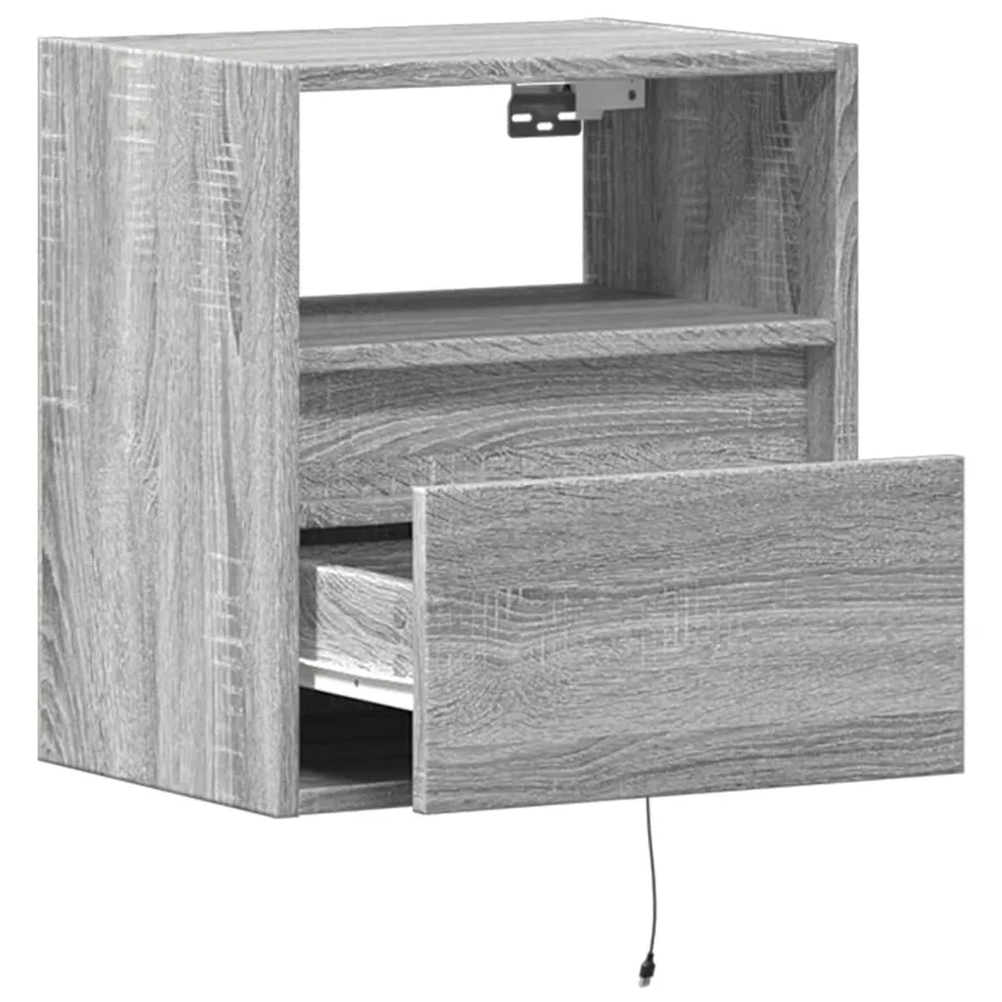 Meuble TV mural avec lumières LED sonoma gris 41x31x45 cm - 9