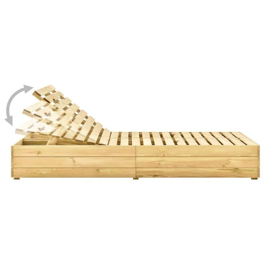 Chaise longue double et coussins crème Bois de pin imprégné - 4