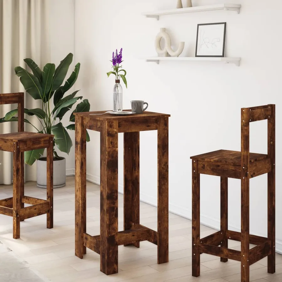Table de bar chêne fumé 51x50x103,5 cm bois d'ingénierie - 3