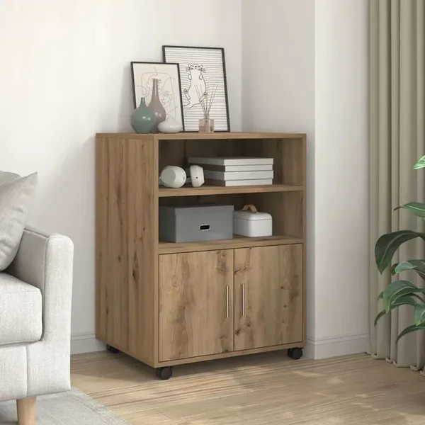 Armoire à roulettes chêne artisanal 60x48x81 cm bois ingénierie