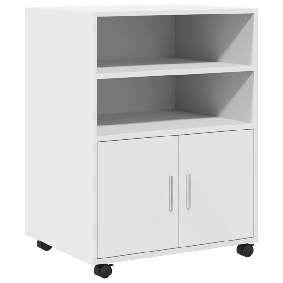 Armoire à roulettes blanc 60x48x81 cm bois d’ingénierie - 2