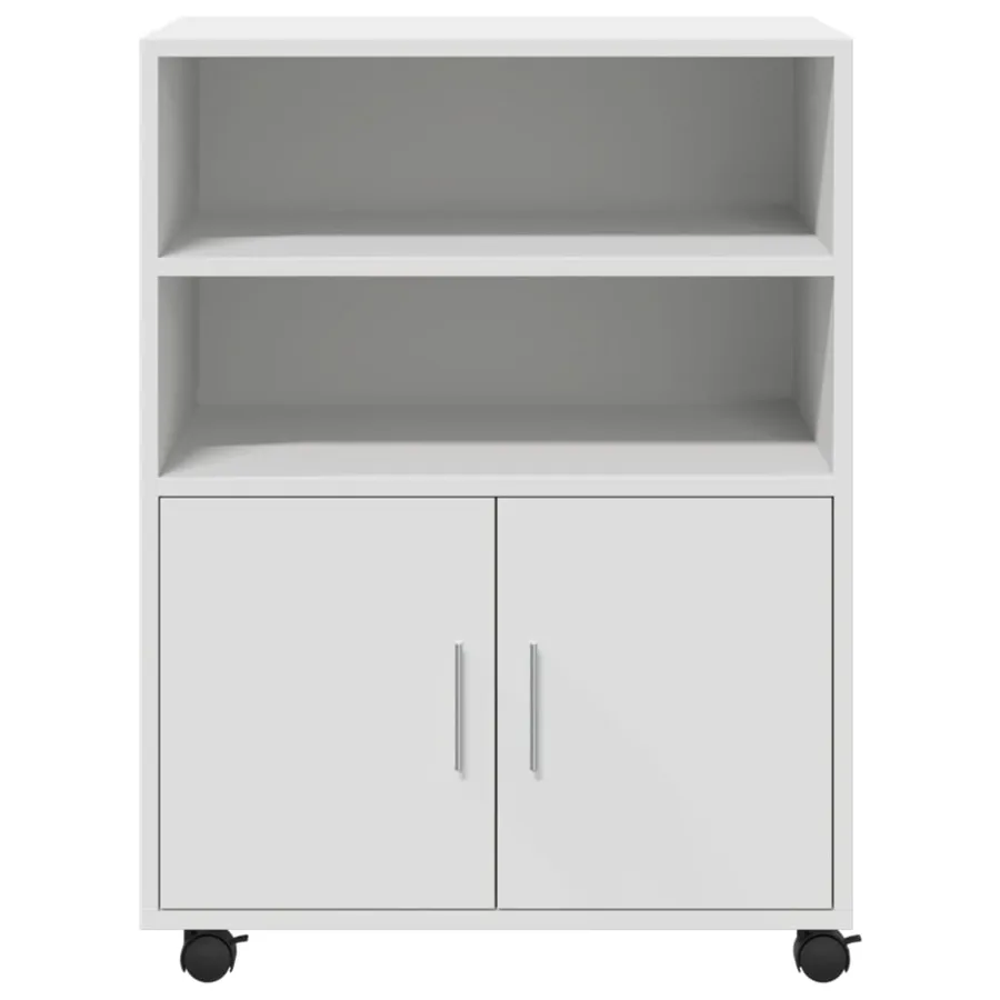 Armoire à roulettes blanc 60x48x81 cm bois d’ingénierie - 4