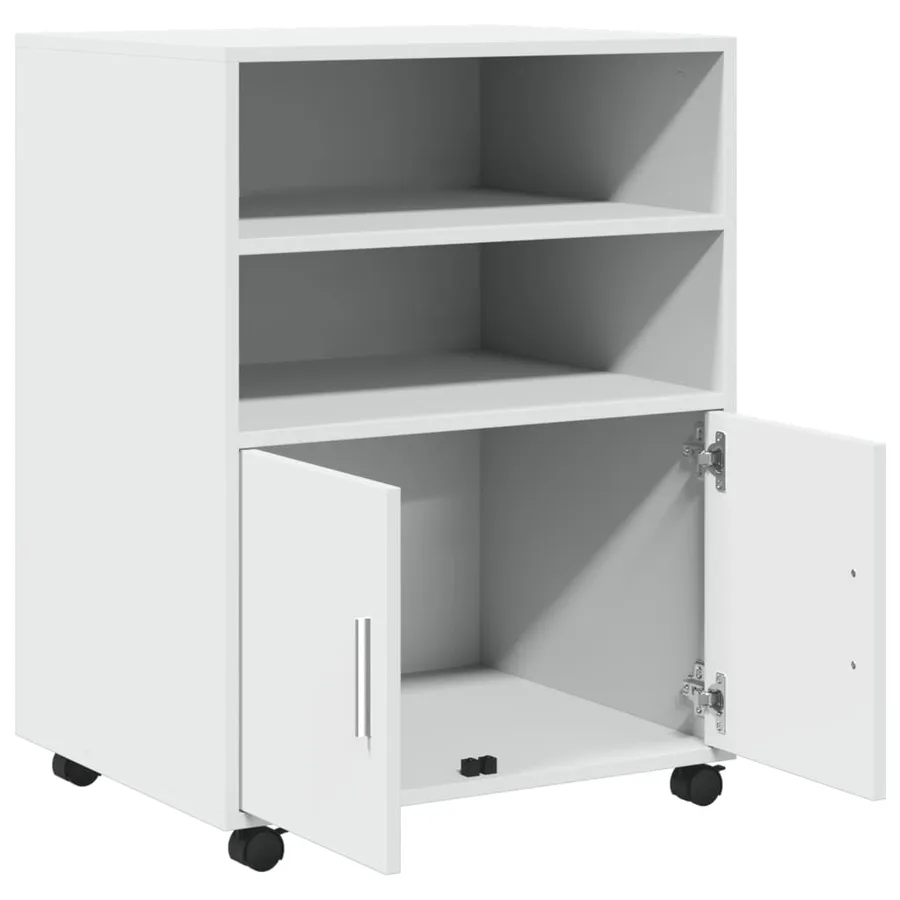 Armoire à roulettes blanc 60x48x81 cm bois d’ingénierie - 7