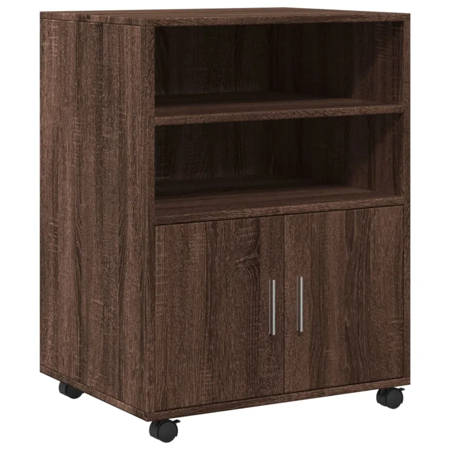 Armoire à roulettes chêne marron 60x48x81 cm bois d'ingénierie - 2