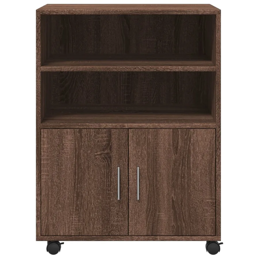 Armoire à roulettes chêne marron 60x48x81 cm bois d'ingénierie - 4