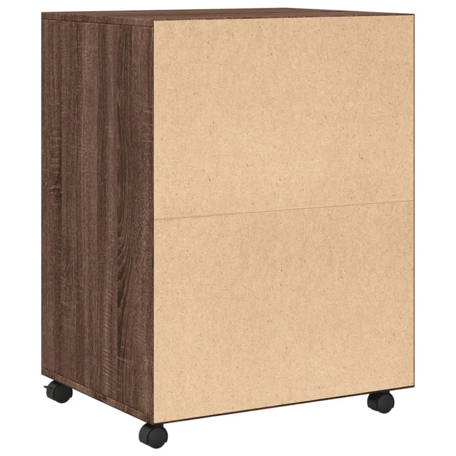 Armoire à roulettes chêne marron 60x48x81 cm bois d'ingénierie - 6