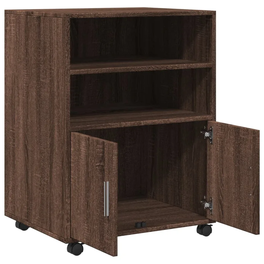 Armoire à roulettes chêne marron 60x48x81 cm bois d'ingénierie - 7