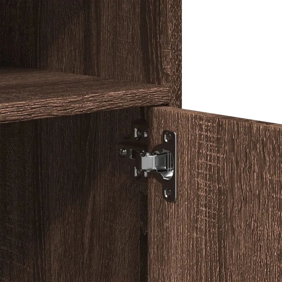 Armoire à roulettes chêne marron 60x48x81 cm bois d'ingénierie - 8