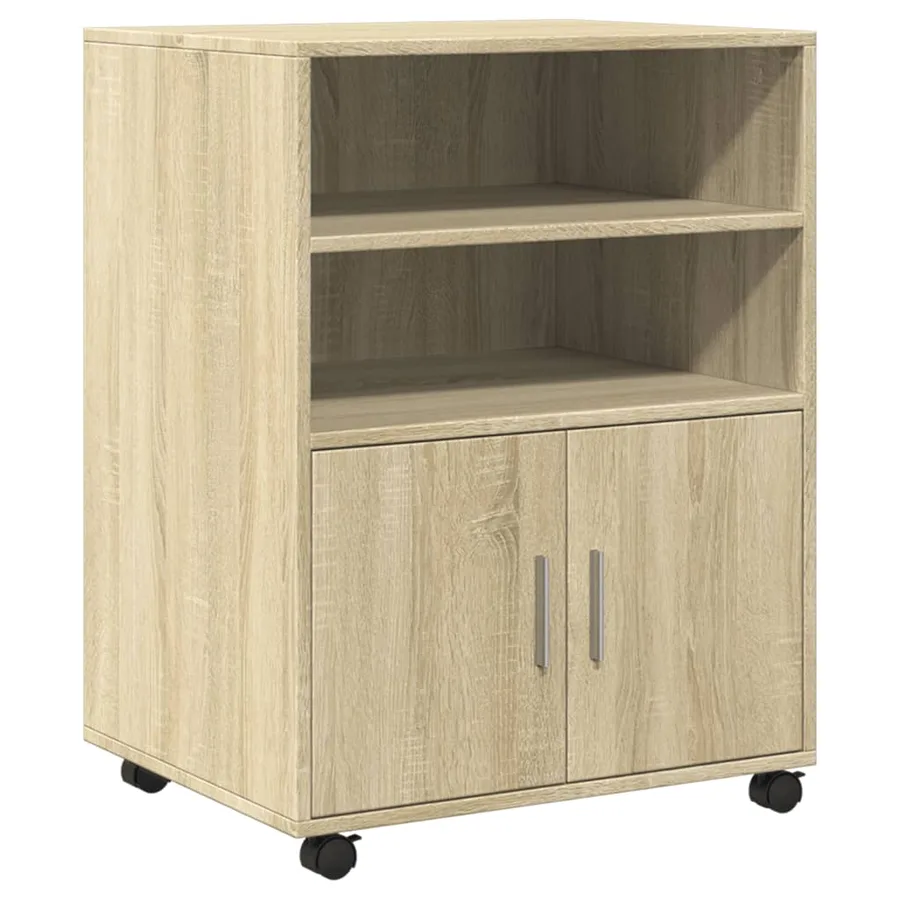 Armoire à roulettes chêne sonoma 60x48x81 cm bois d'ingénierie - 2